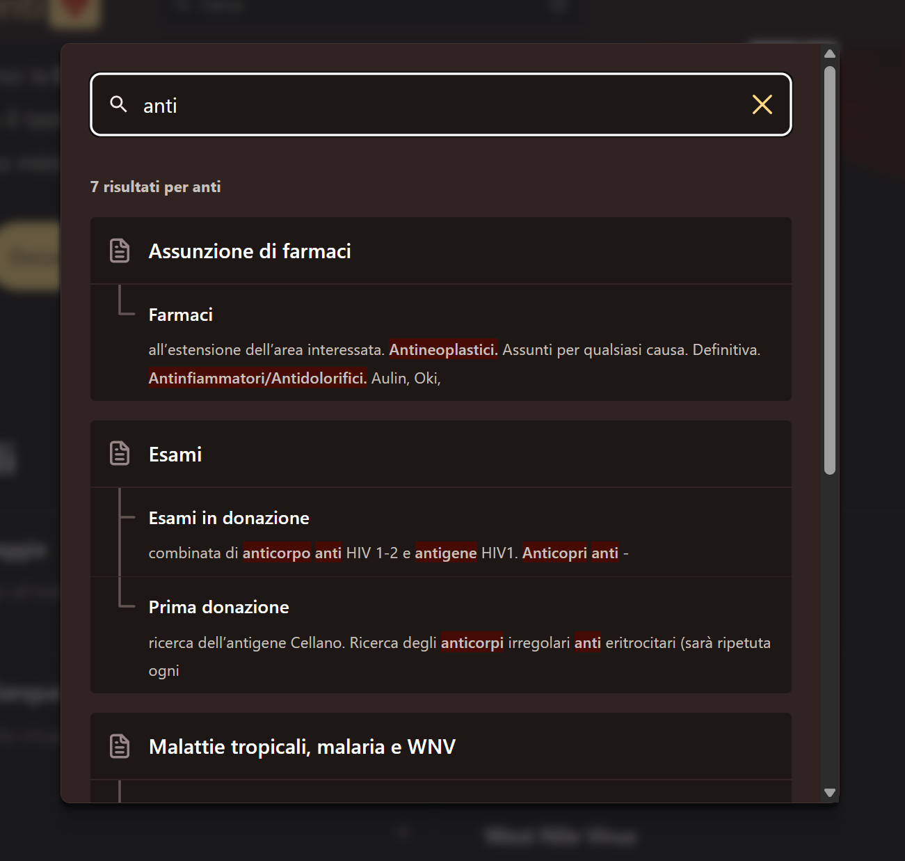 Interfaccia di ricerca